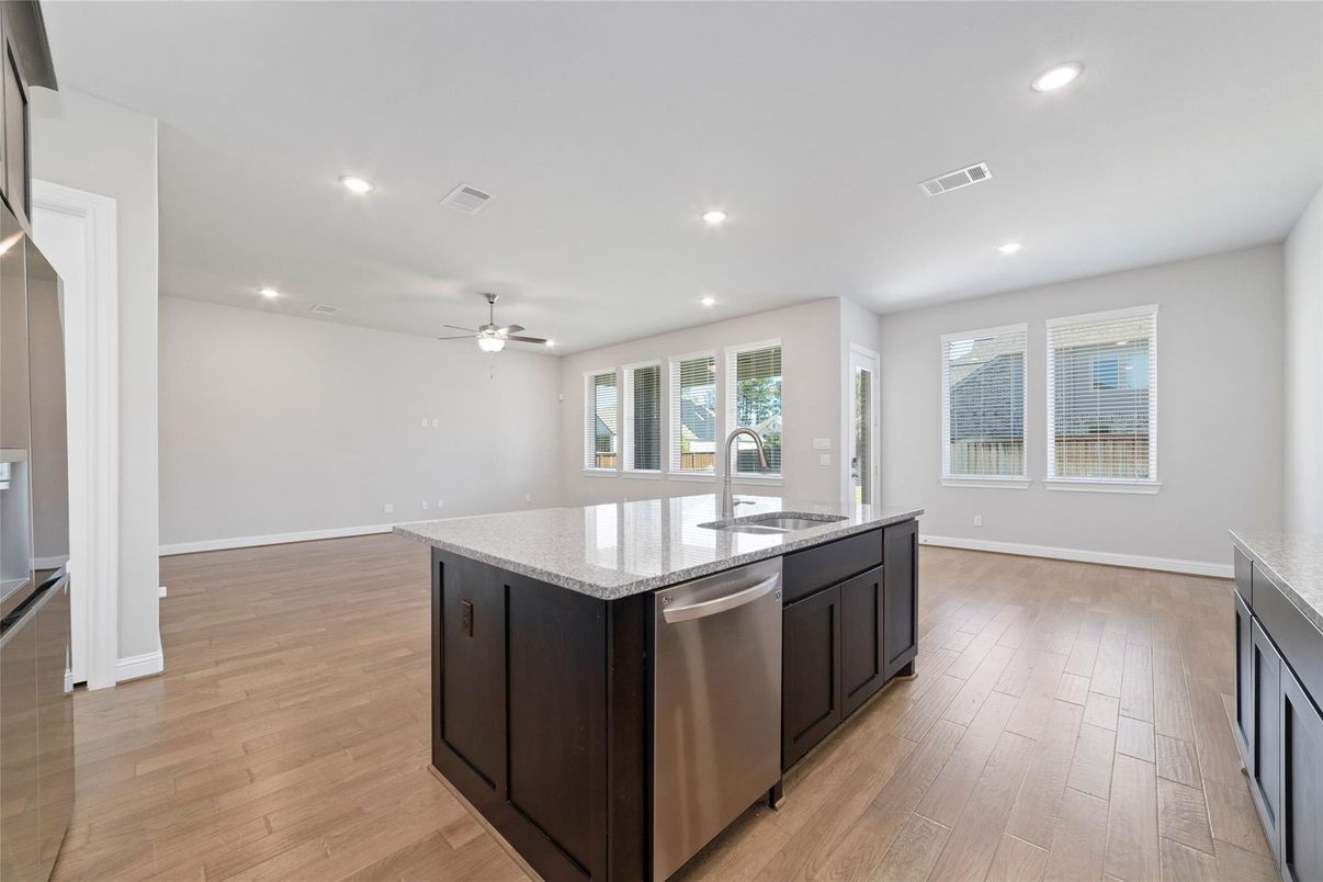 Interior, Kitchen, Recessed Lighting, Wood Texture Flooring