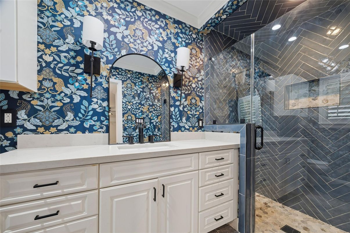 Bathroom, Glass Shower, Interior, Recessed Lighting