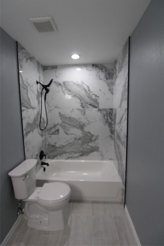 Bathroom, Interior, Marble Walls, Recessed Lighting