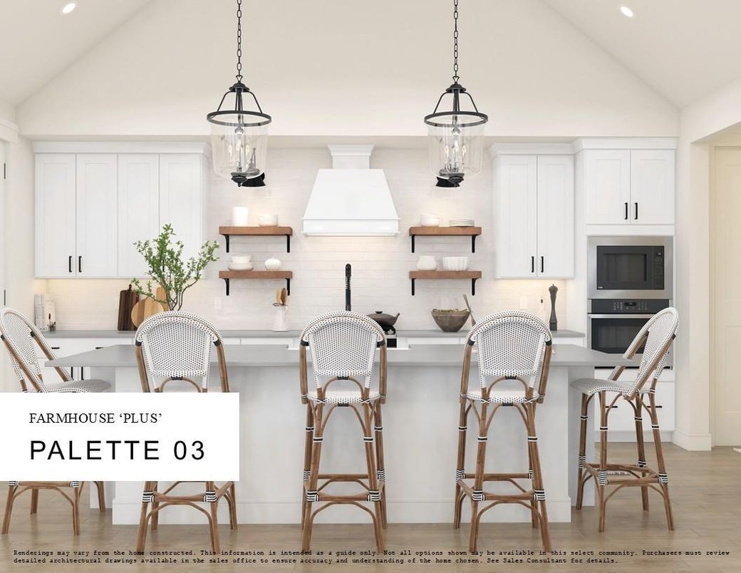 Dining room, Interior, Kitchen, Pendant Lights, Recessed Lighting, Wood Texture Flooring