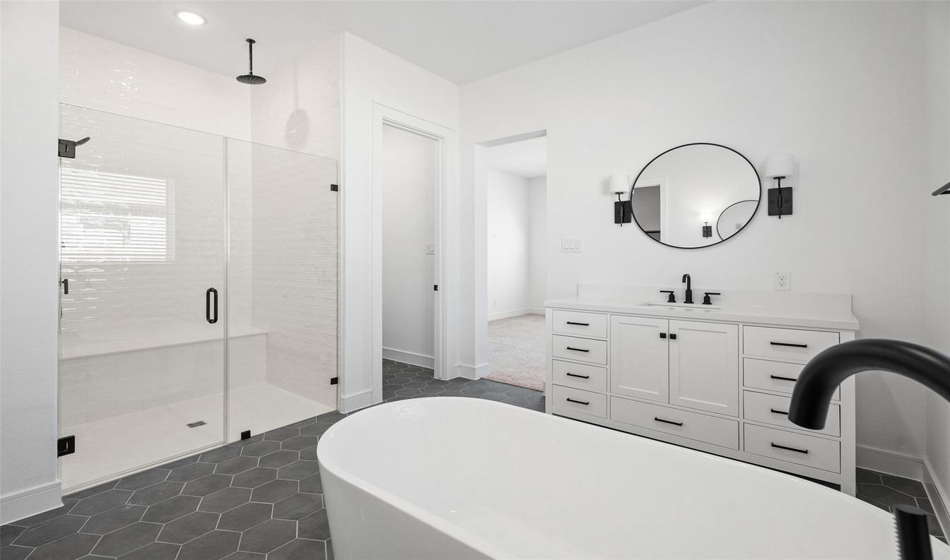 Bathroom, Dual Sink Vanities, Free Standing Baths, Glass Shower, Interior, Recessed Lighting