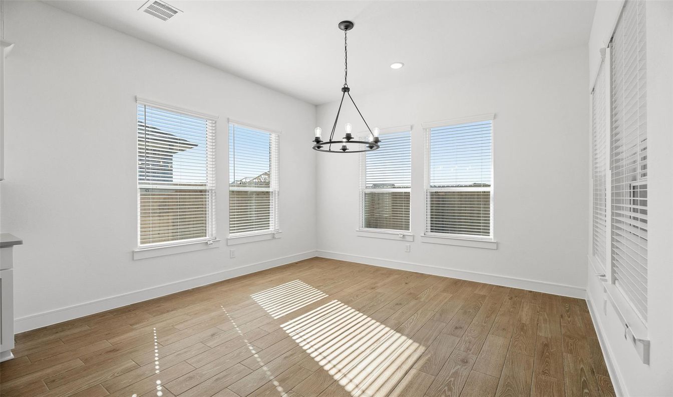 Chandelier, Empty room, Interior, Pendant Lights, Recessed Lighting, Wood Texture Flooring