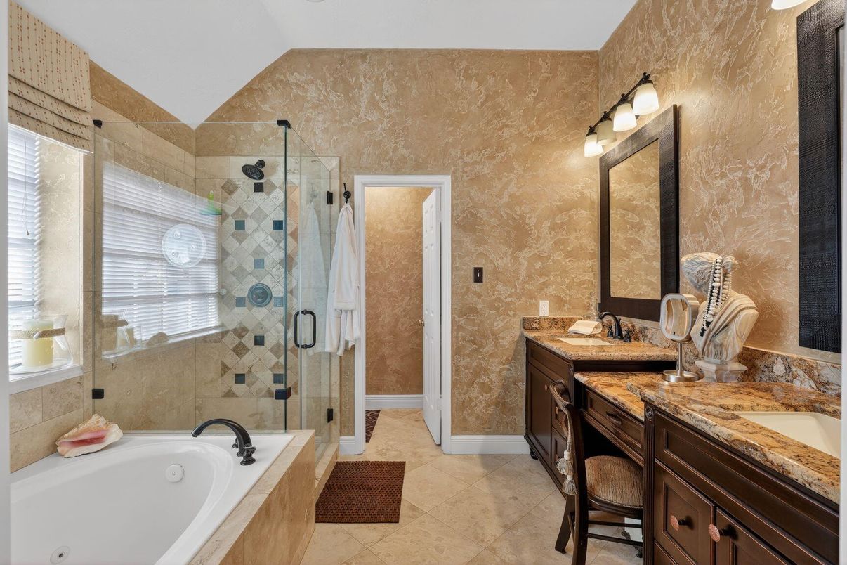 Bathroom, Dual Sink Vanities, Glass Shower, Interior