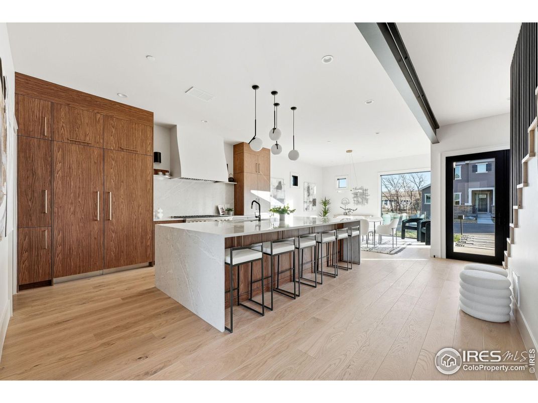 Interior, Kitchen, Pendant Lights, Recessed Lighting, Wood Texture Flooring