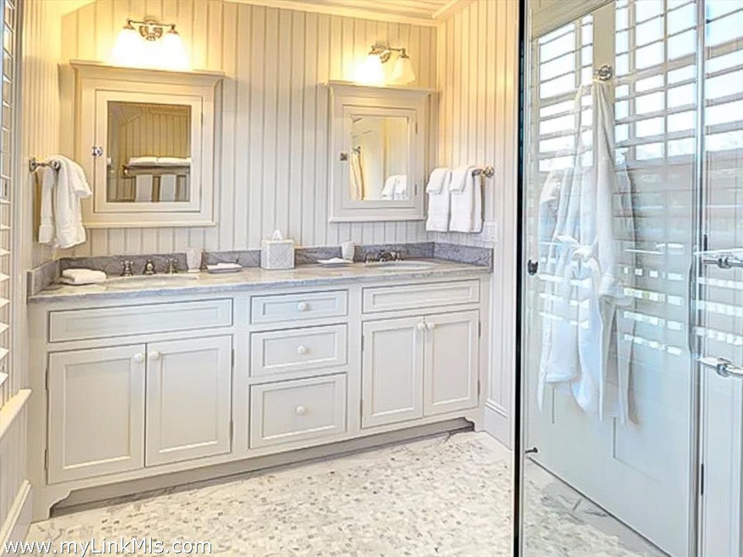 Bathroom, Dual Sink Vanities, Glass Shower, Interior, Marble