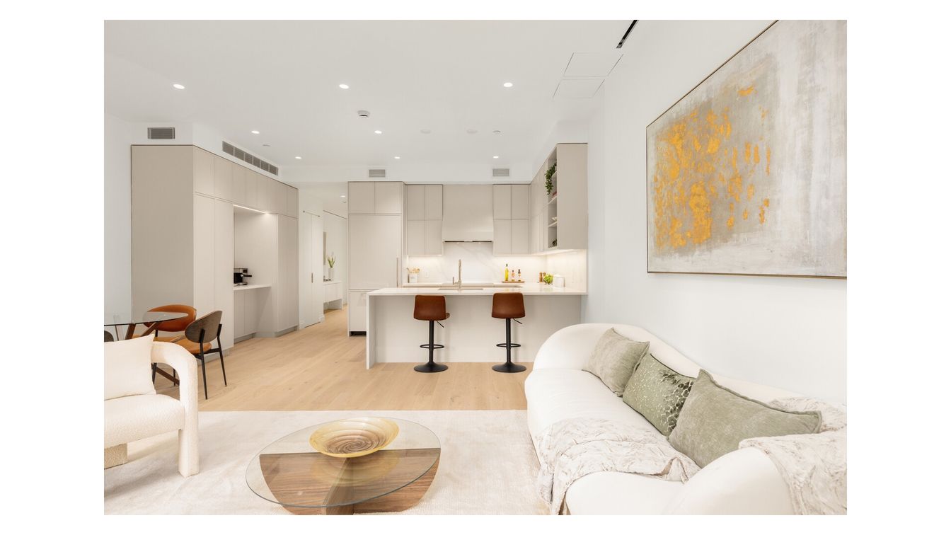 Interior, Kitchen, Living room, Recessed Lighting, Wood Texture Flooring