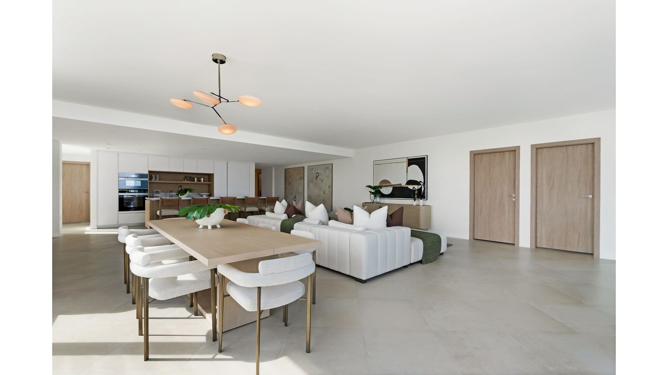 Dining room, Interior, Kitchen, Living room, Pendant Lights, Stainless Steel Appliances