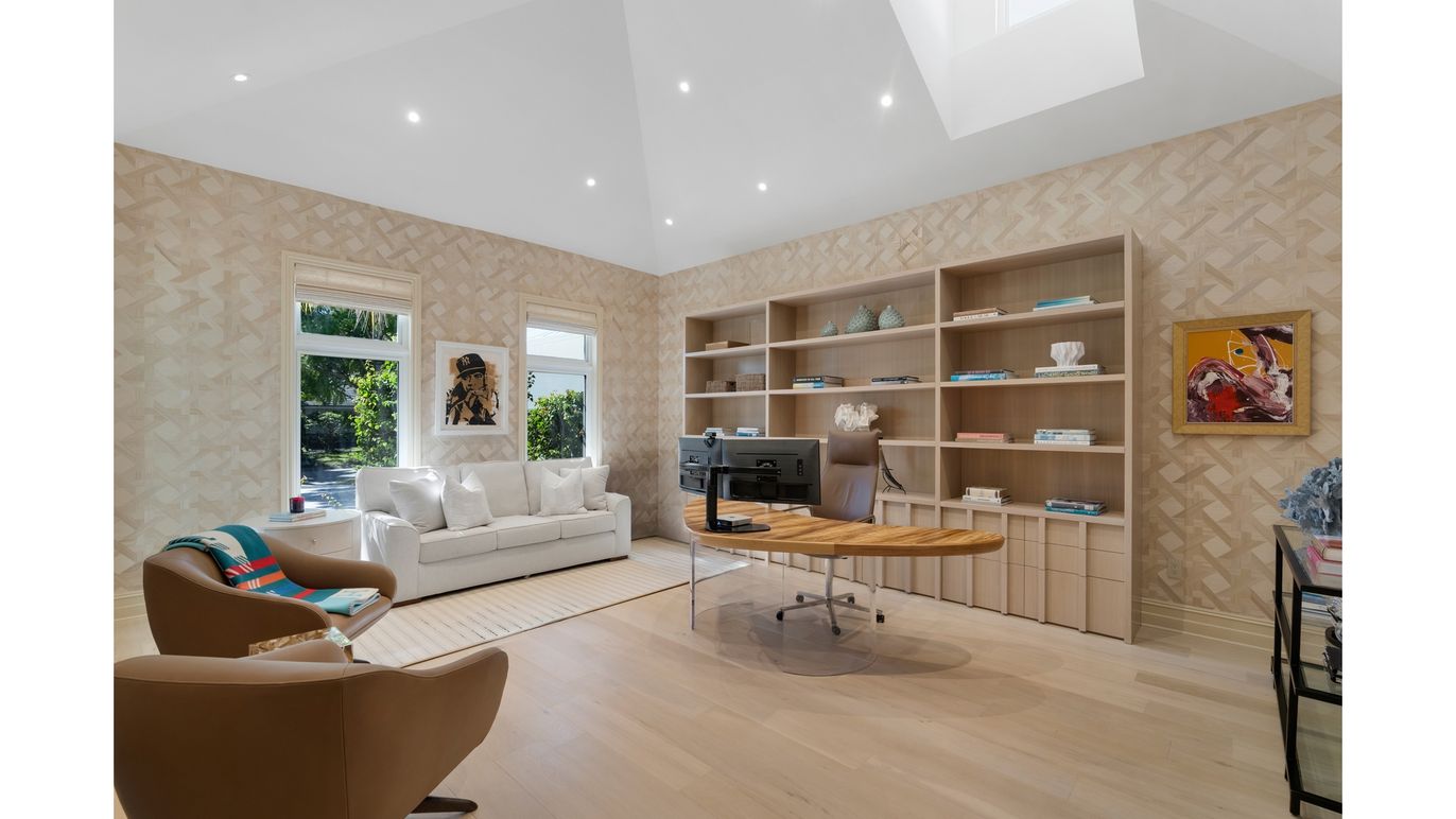 Home Office, Interior, Recessed Lighting, Wood Texture Flooring