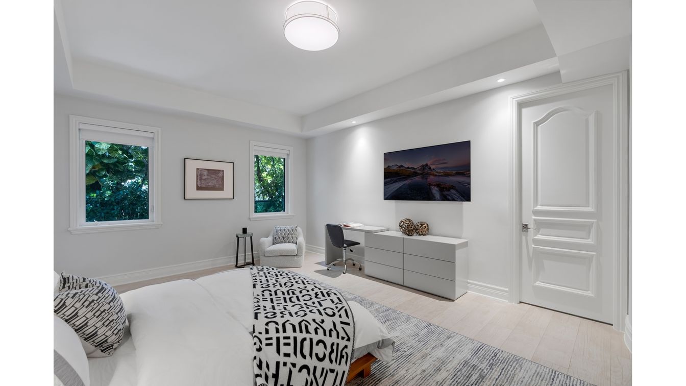 Bedroom, Home Office, Interior, Recessed Lighting, Wood Texture Flooring