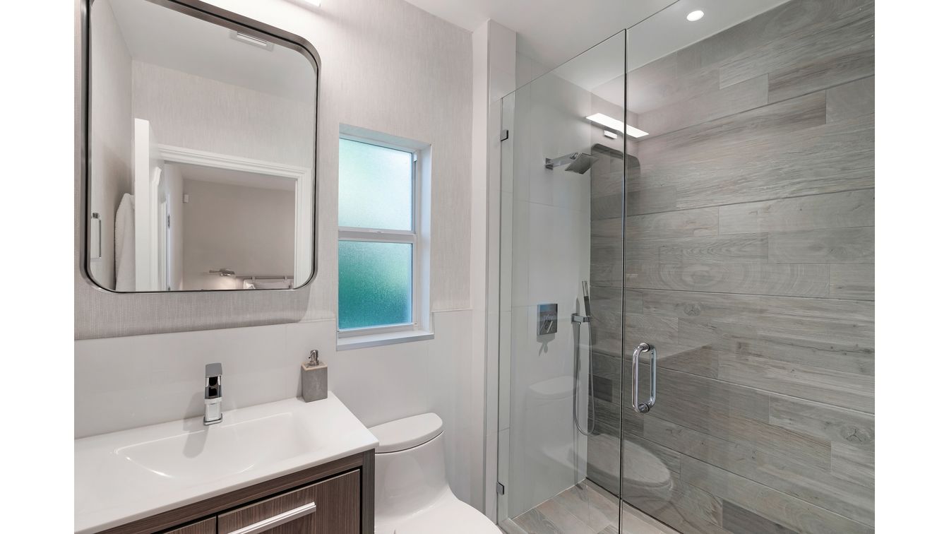 Bathroom, Glass Shower, Interior, Recessed Lighting