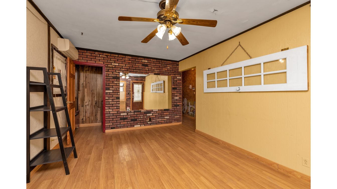 Empty room, Interior, Stone Walls, Wood Texture Flooring