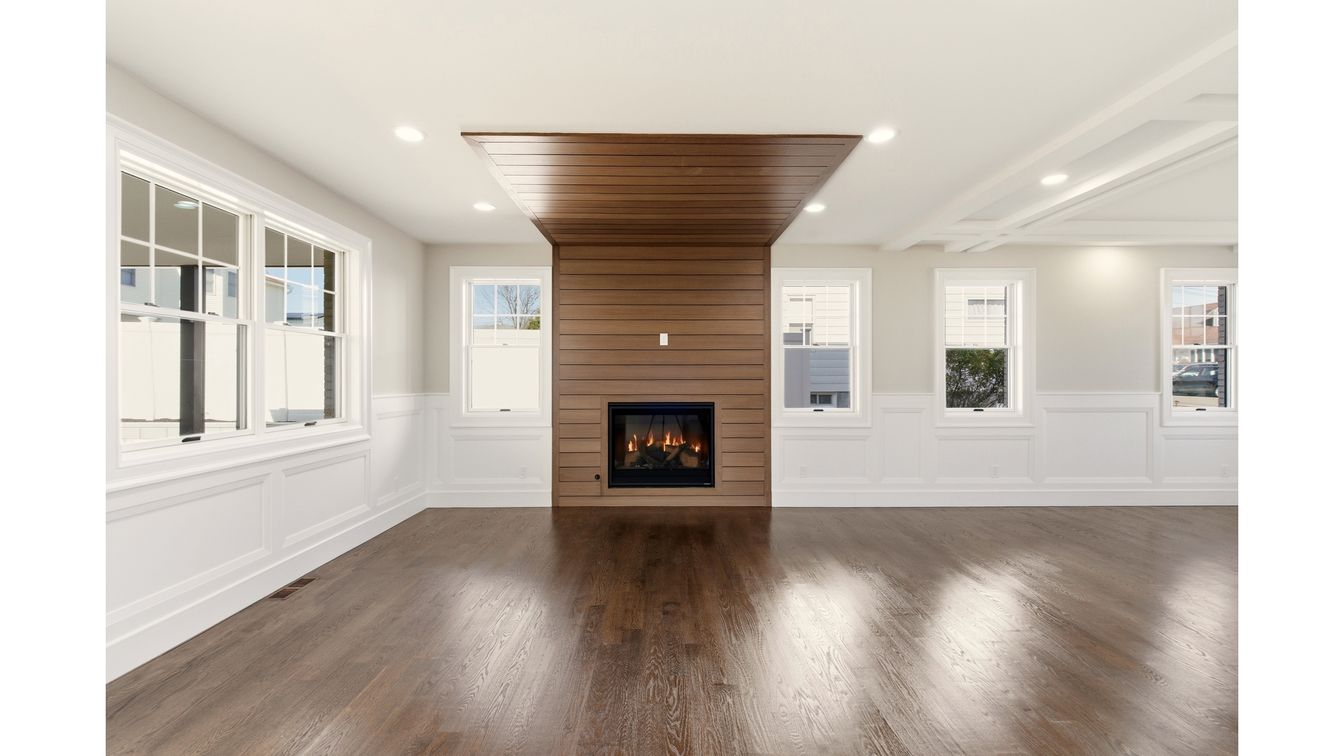 Fireplace, Interior, Recessed Lighting, Wooden Ceilings, Wood Texture Flooring, Wooden Walls