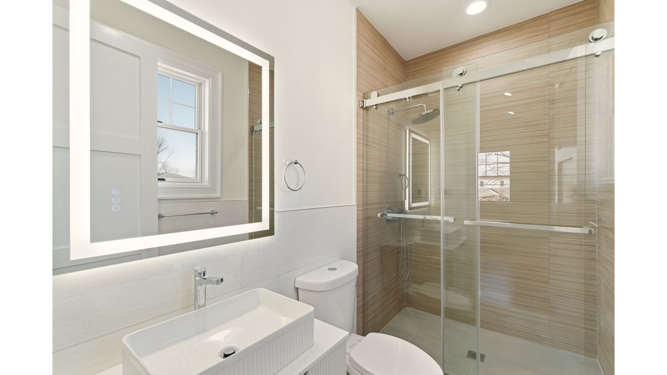 Bathroom, Glass Shower, Interior, Recessed Lighting