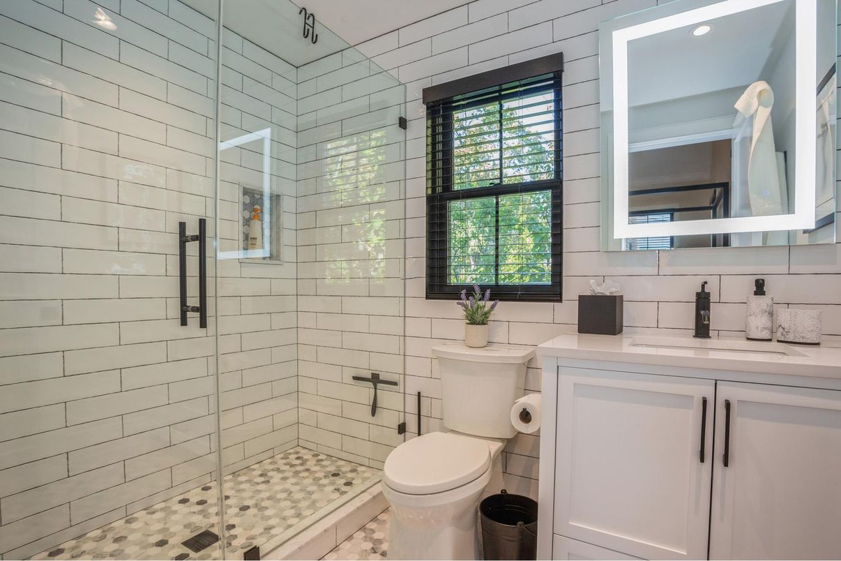 Bathroom, Glass Shower, Interior, Recessed Lighting