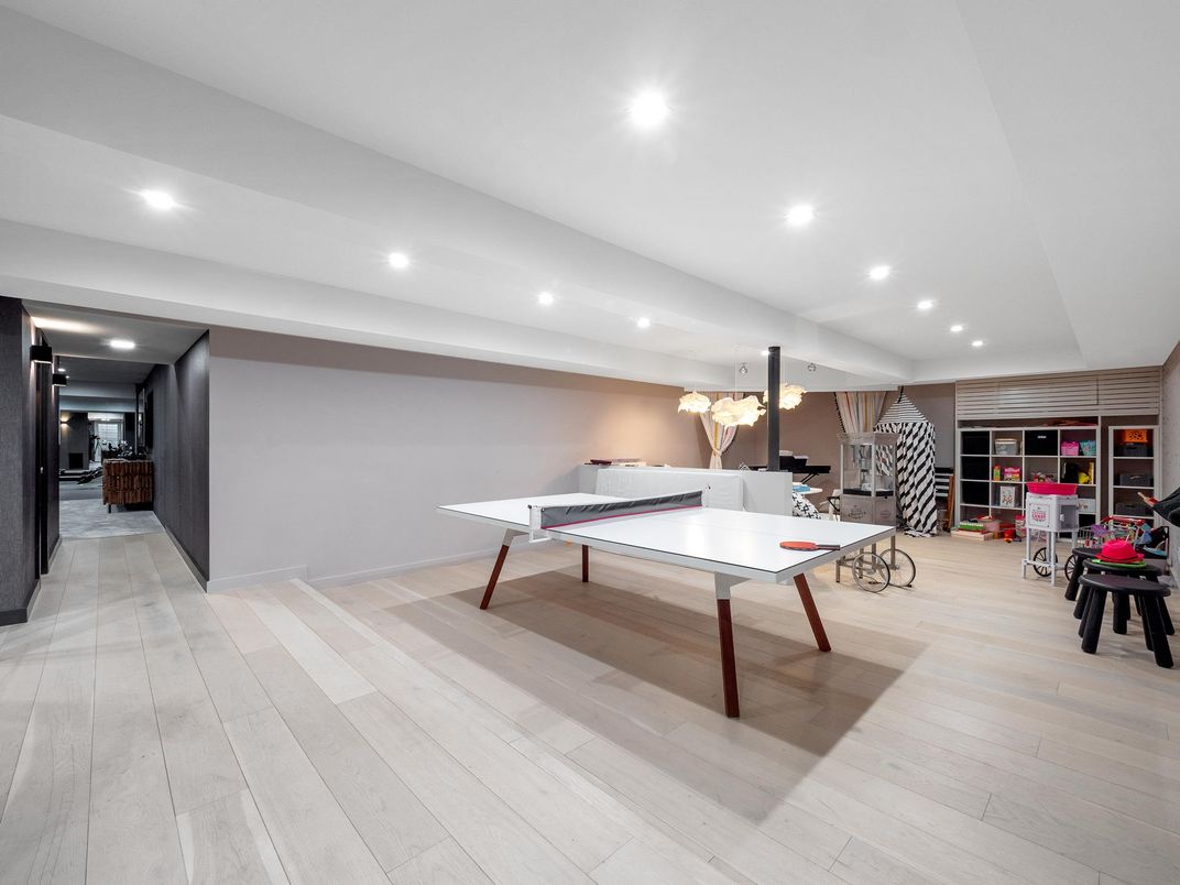 Game Room, Interior, Pendant Lights, Recessed Lighting, Wood Texture Flooring