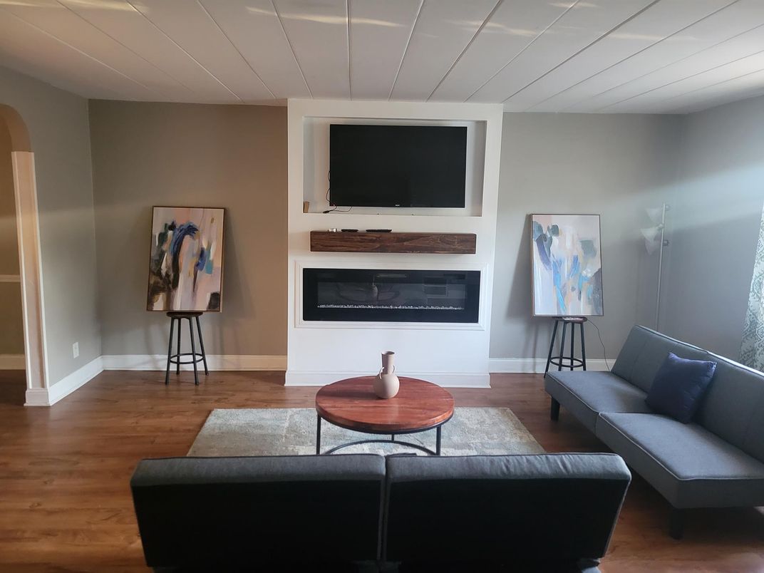 Fireplace, Interior, Living room, Wood Texture Flooring