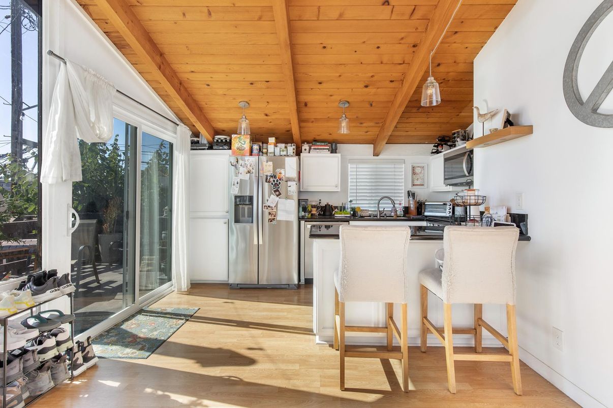Interior, Kitchen, Stainless Steel Appliances, Wooden Beams, Wooden Ceilings, Wood Texture Flooring