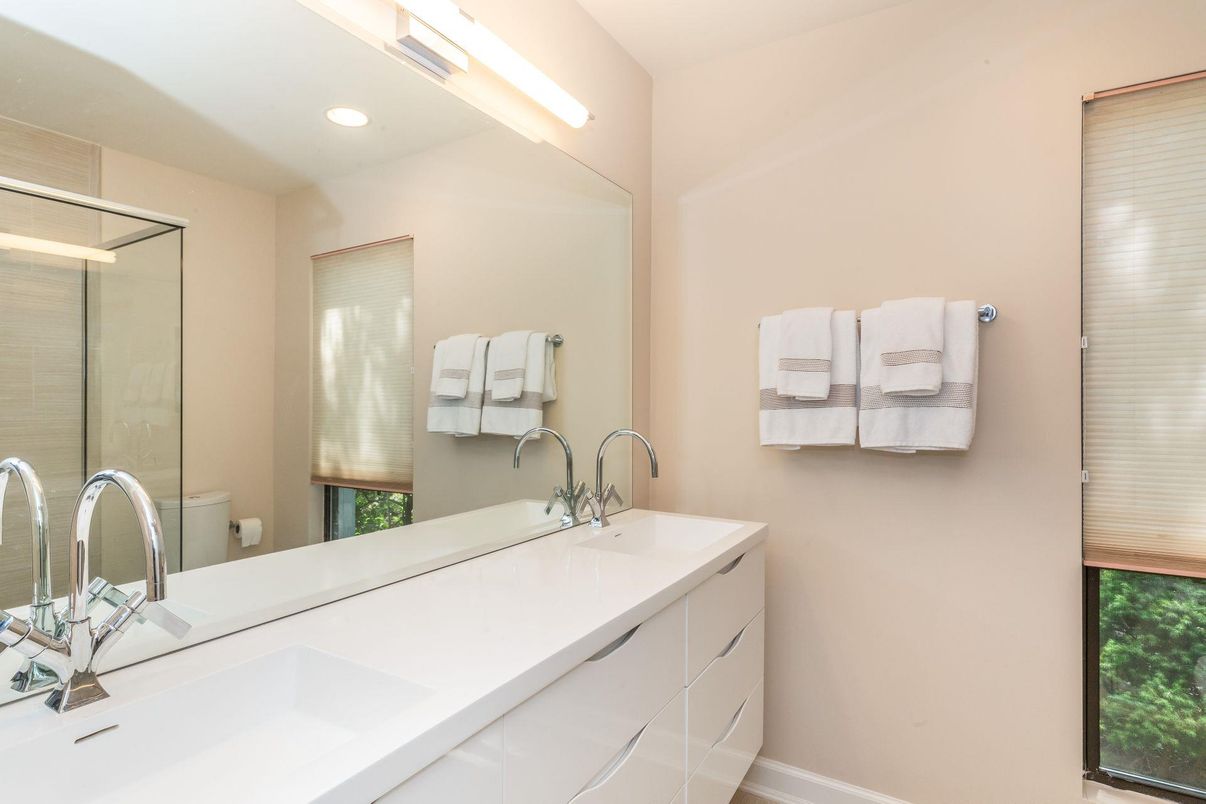 Bathroom, Dual Sink Vanities, Glass Shower, Interior, Recessed Lighting