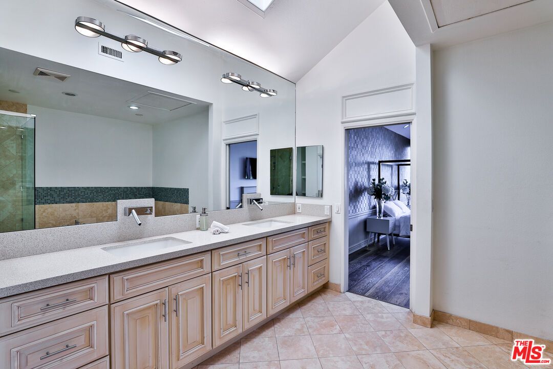 Bathroom, Bedroom, Dual Sink Vanities, Glass Shower, Interior, Wood Texture Flooring