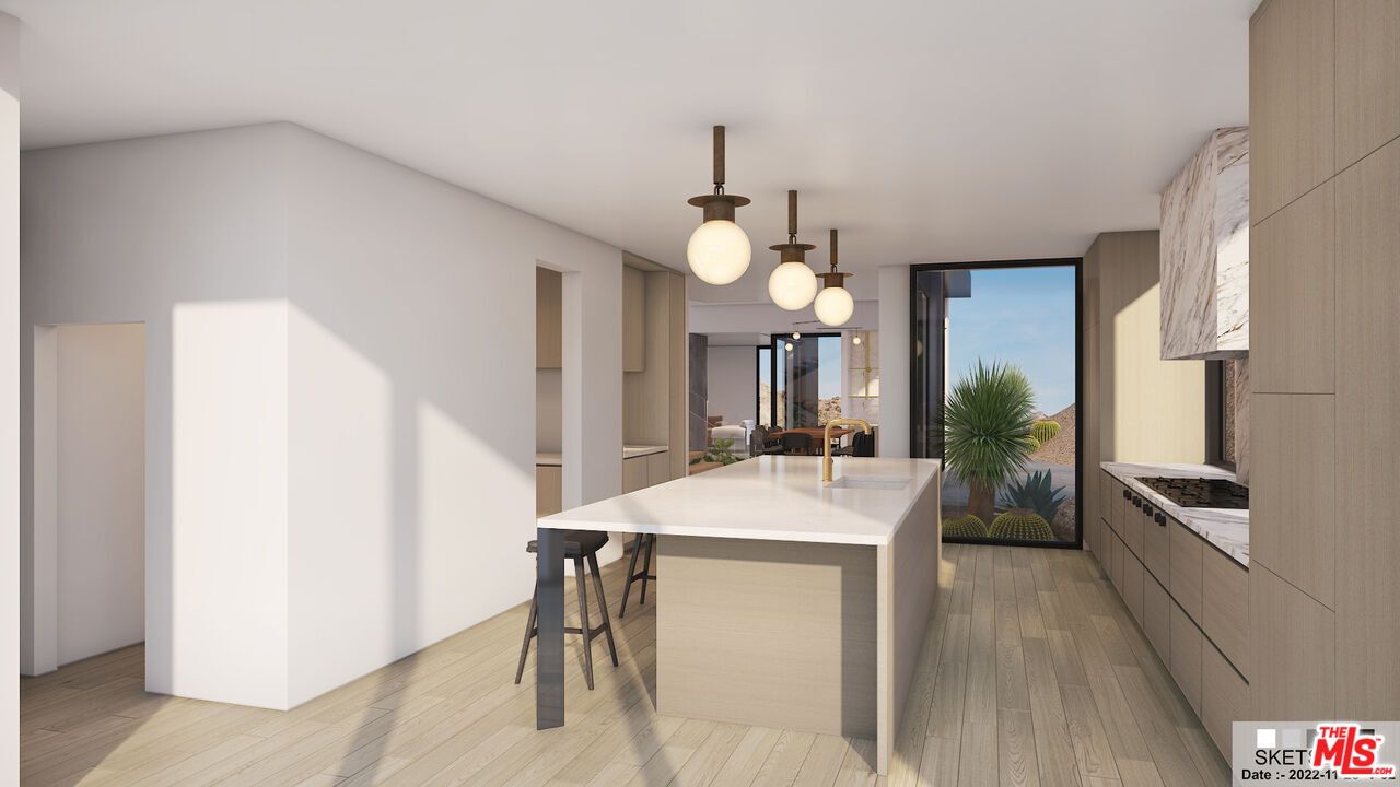Interior, Kitchen, Pendant Lights, Wood Texture Flooring