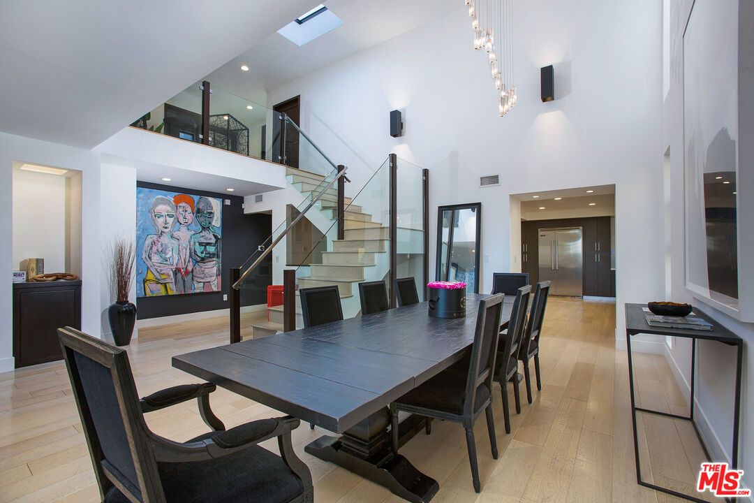 Dining room, Interior, Pendant Lights, Recessed Lighting, Wood Texture Flooring