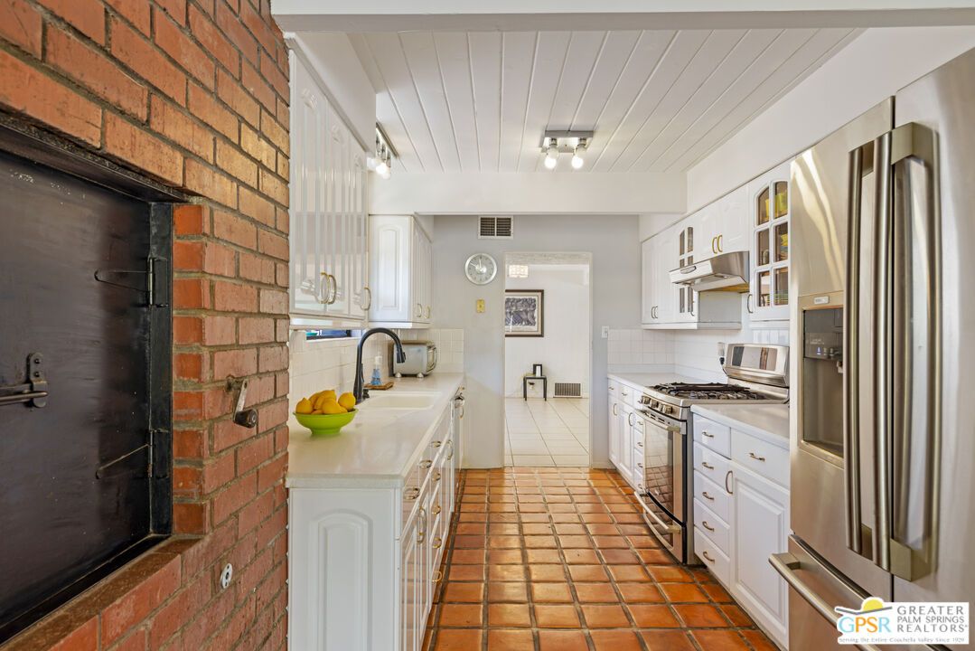 Interior, Kitchen, Stainless Steel Appliances, Stone Walls
