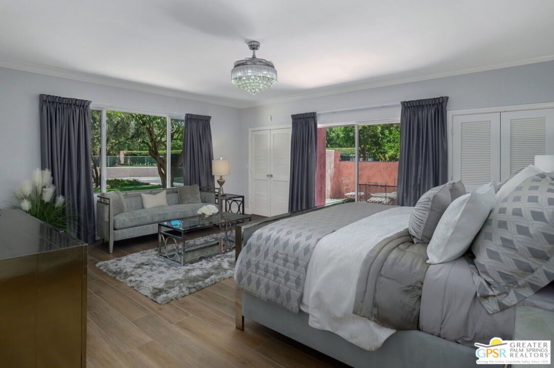 Bedroom, Chandelier, Interior, Wood Texture Flooring