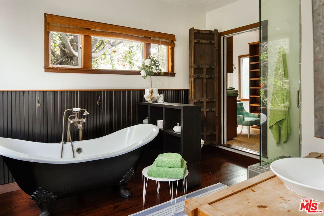 Bathroom, Free Standing Baths, Interior, Wood Texture Flooring