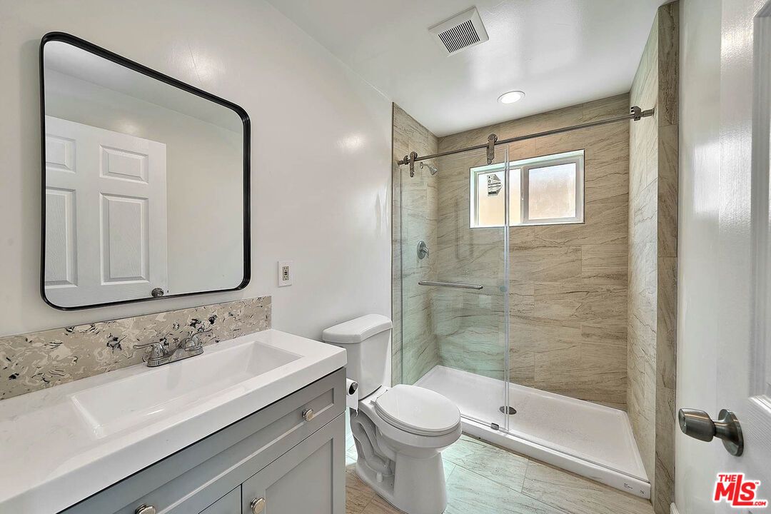 Bathroom, Glass Shower, Interior, Recessed Lighting, Wood Texture Flooring