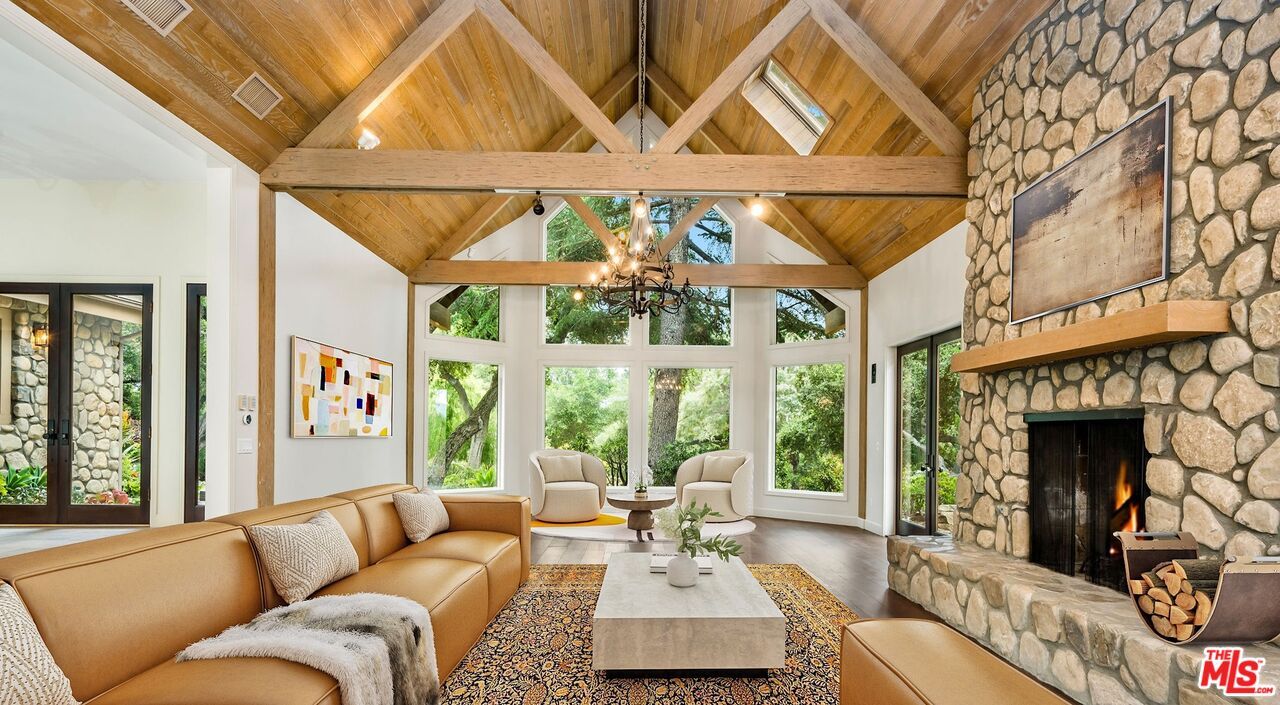 Fireplace, Interior, Living room, Stone Walls, Wooden Beams, Wooden Ceilings, Wood Texture Flooring