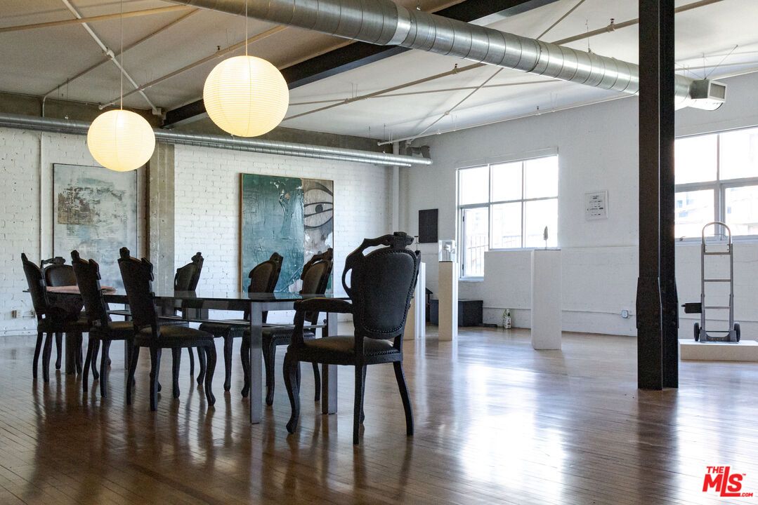 Dining room, Interior, Pendant Lights, Stone Walls, Wood Texture Flooring