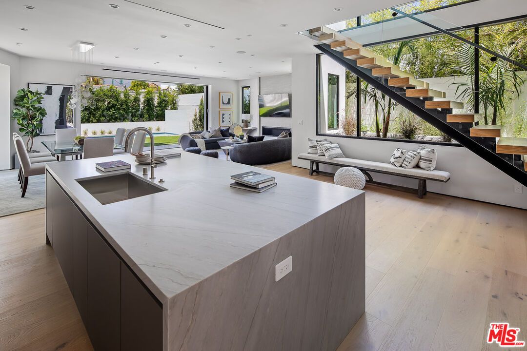 Dining room, Interior, Kitchen, Living room, Recessed Lighting, Wood Texture Flooring