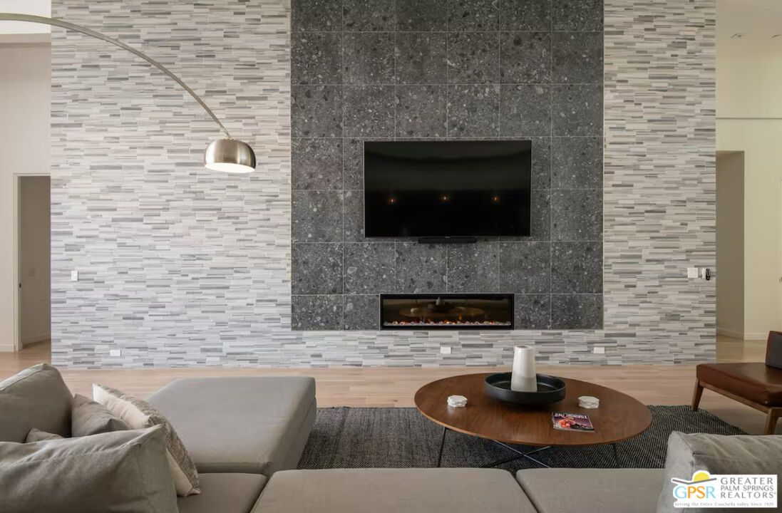 Fireplace, Interior, Living room, Stone Walls, Wood Texture Flooring