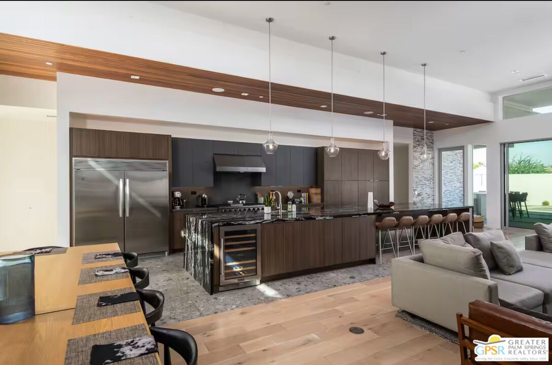 Interior, Kitchen, Living room, Pendant Lights, Recessed Lighting, Stainless Steel Appliances, Wood Texture Flooring