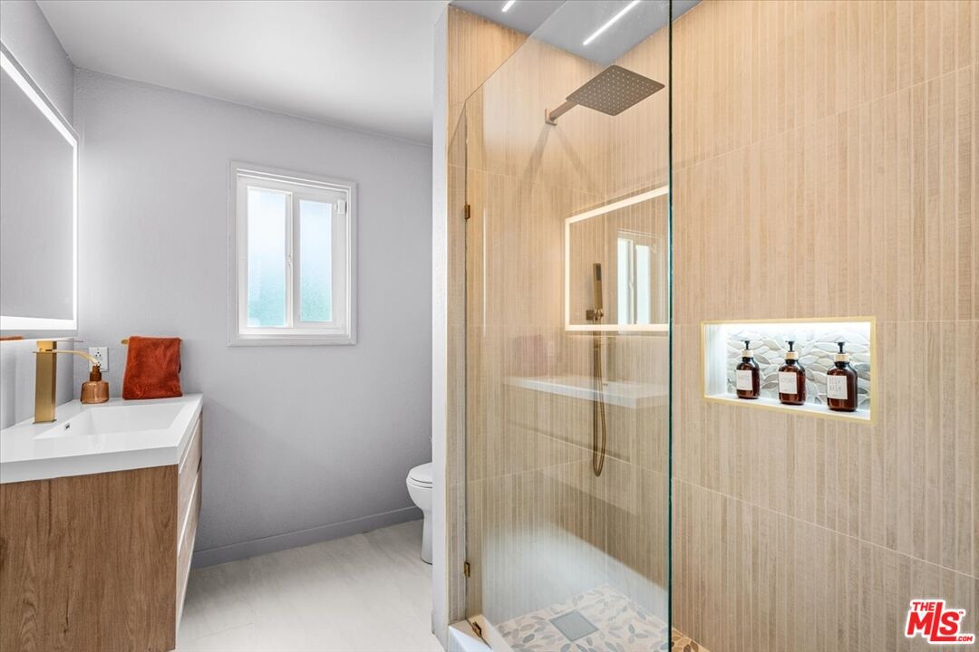 Bathroom, Glass Shower, Interior, Recessed Lighting