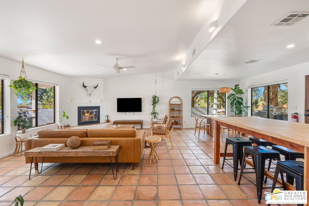 Dining room, Fireplace, Interior, Living room, Recessed Lighting