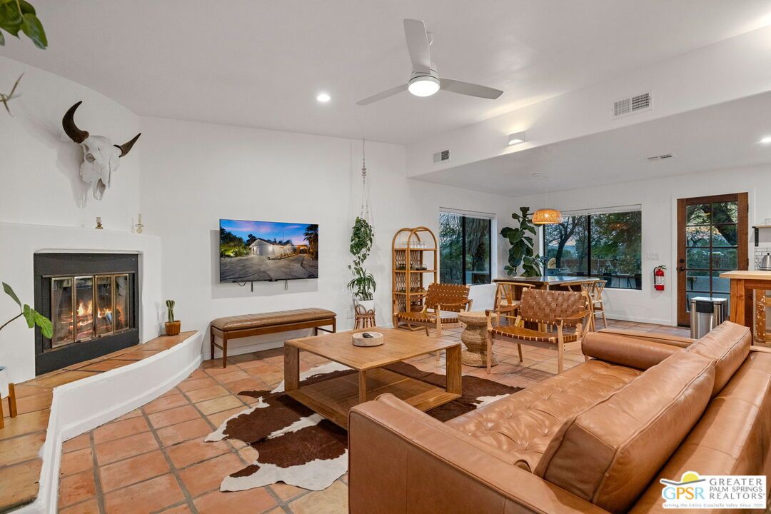 Dining room, Fireplace, Interior, Living room, Recessed Lighting