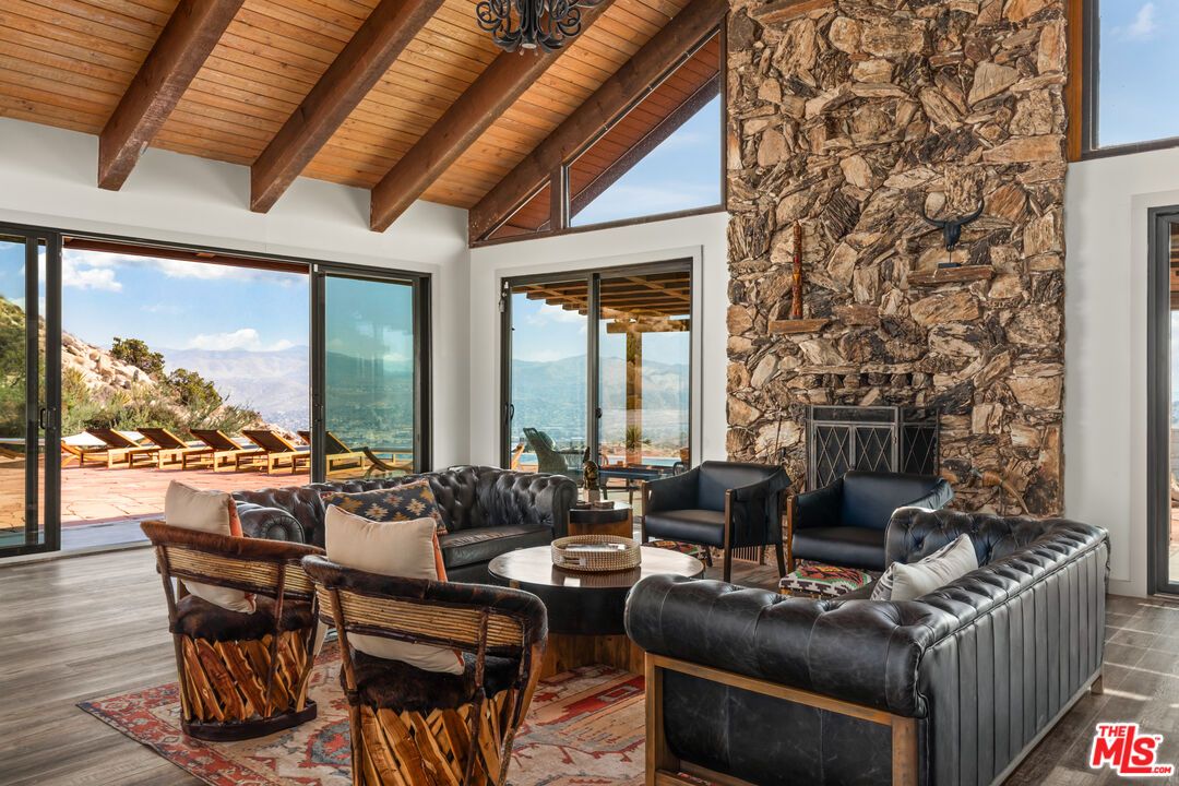 Fireplace, Interior, Living room, Stone Walls, Wooden Beams, Wooden Ceilings, Wood Texture Flooring