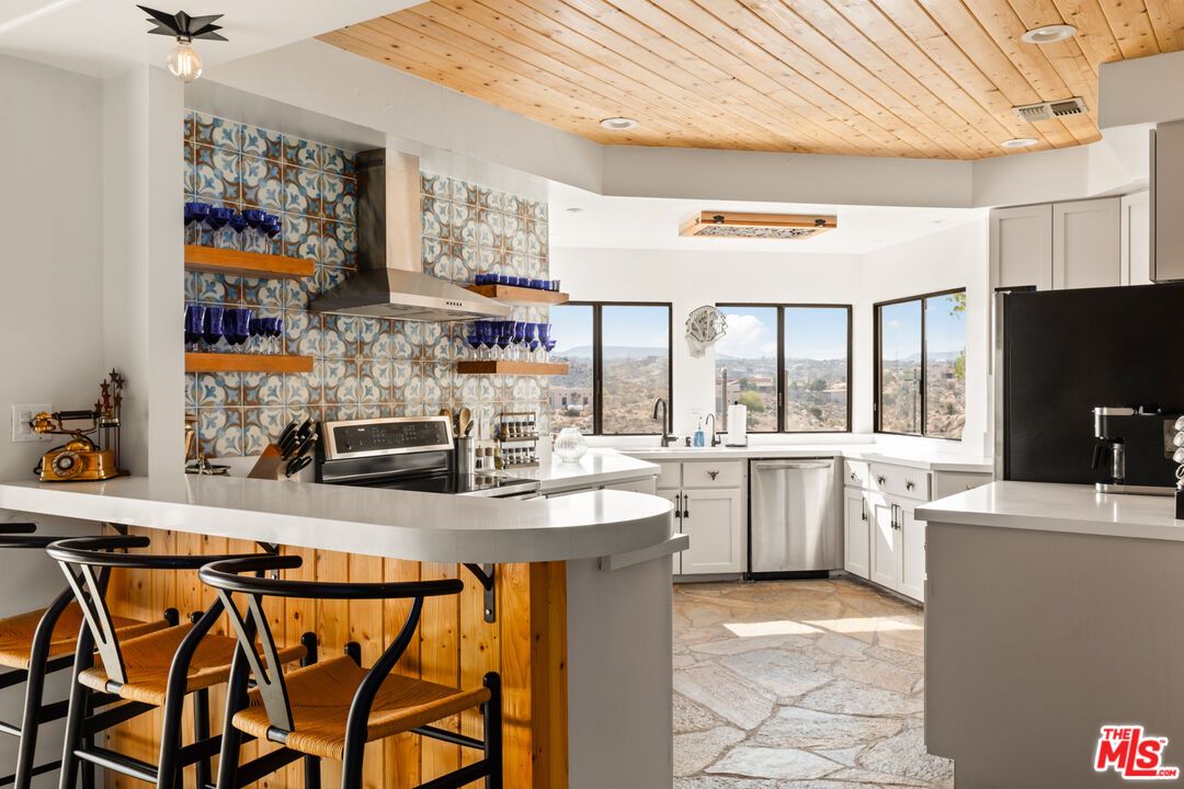 Interior, Kitchen, Recessed Lighting, Stainless Steel Appliances, Wooden Ceilings