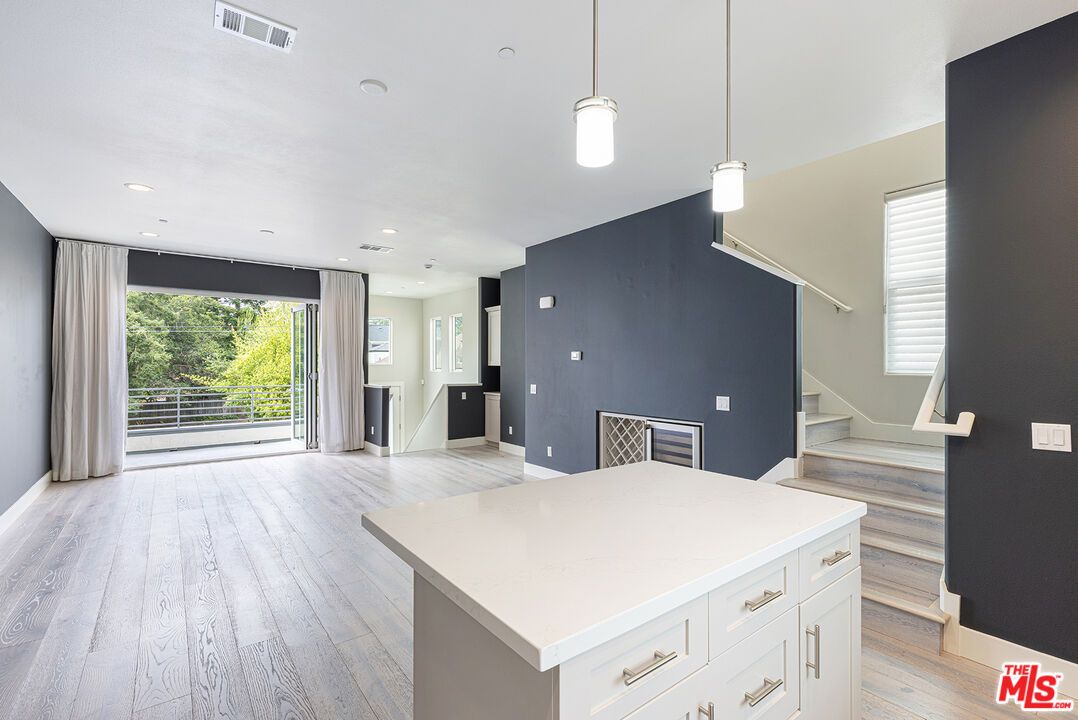 Interior, Kitchen, Pendant Lights, Recessed Lighting, Wood Texture Flooring