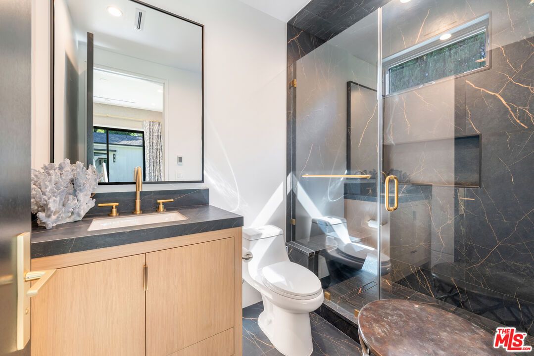 Bathroom, Glass Shower, Interior, Marble Walls, Recessed Lighting