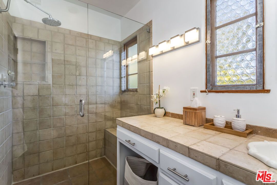Bathroom, Glass Shower, Interior, Tile Countertops