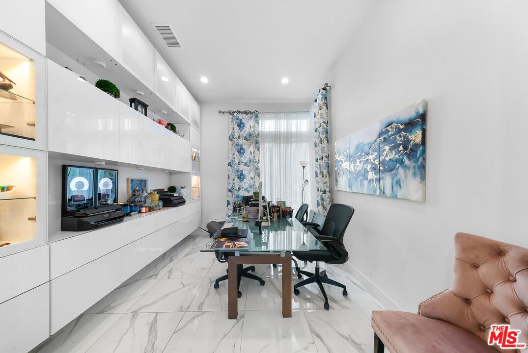 Home Office, Interior, Marble, Recessed Lighting