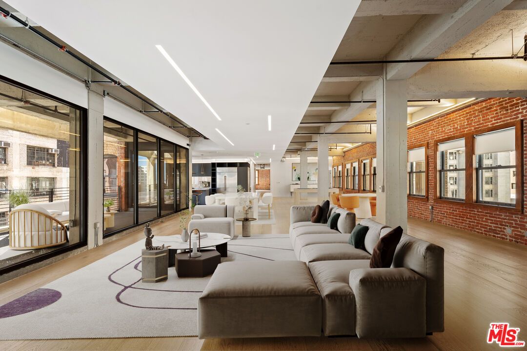 Interior, Living room, Recessed Lighting, Stone Walls, Wood Texture Flooring