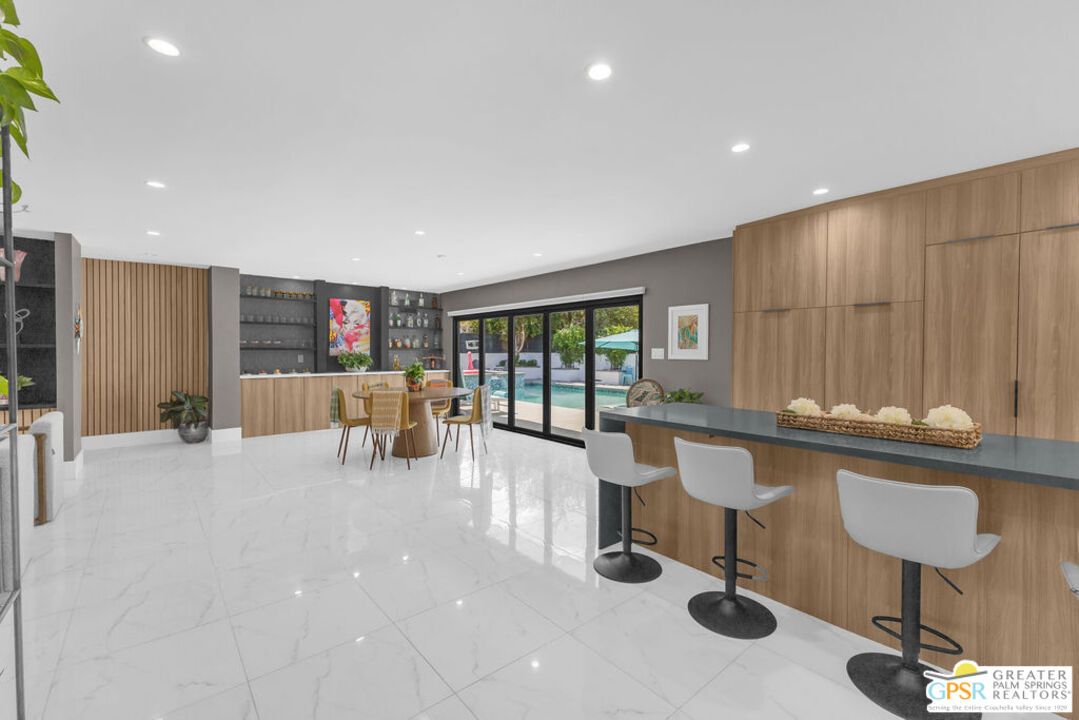 Dining room, Interior, Marble, Recessed Lighting, Wooden Walls