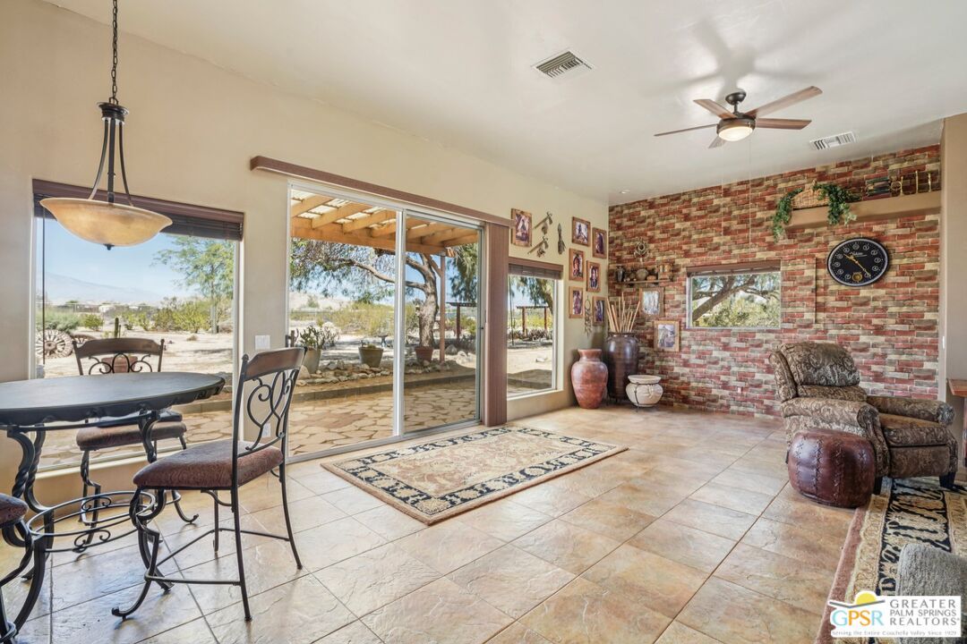 Dining room, Interior, Pendant Lights, Stone Walls
