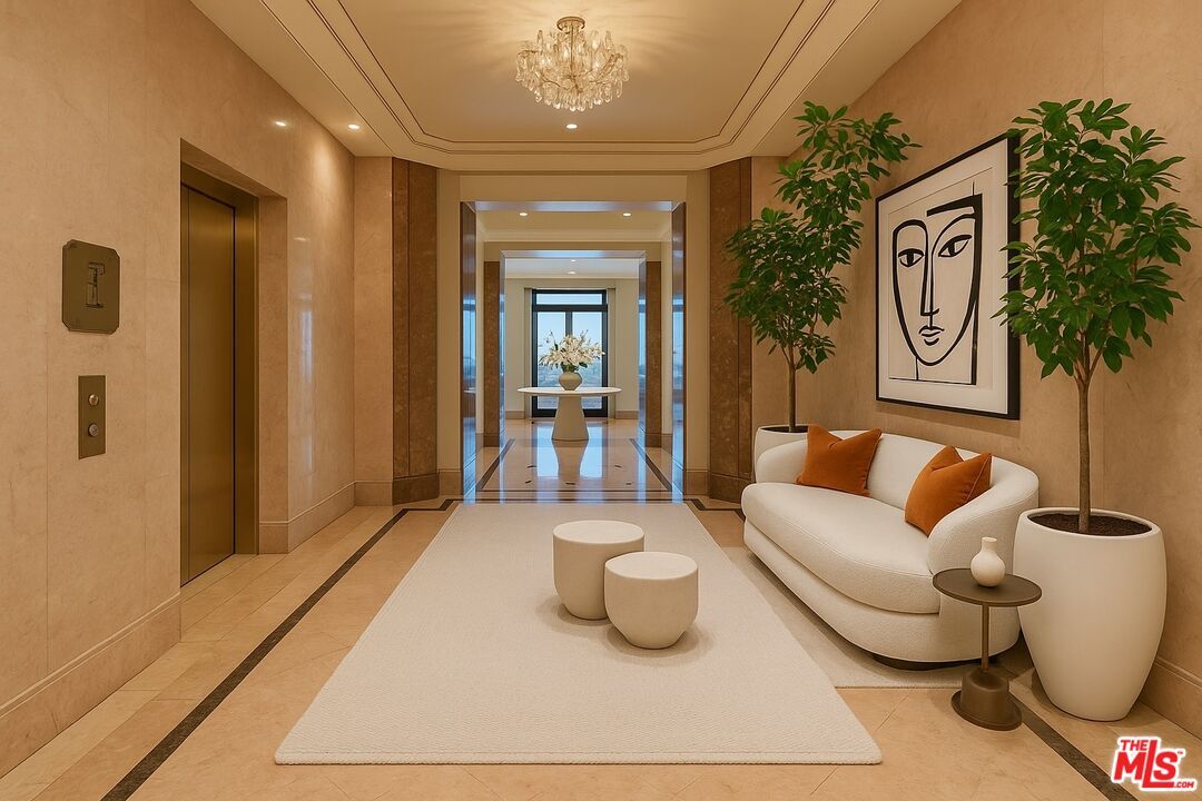 Chandelier, Elevator, Interior, Recessed Lighting