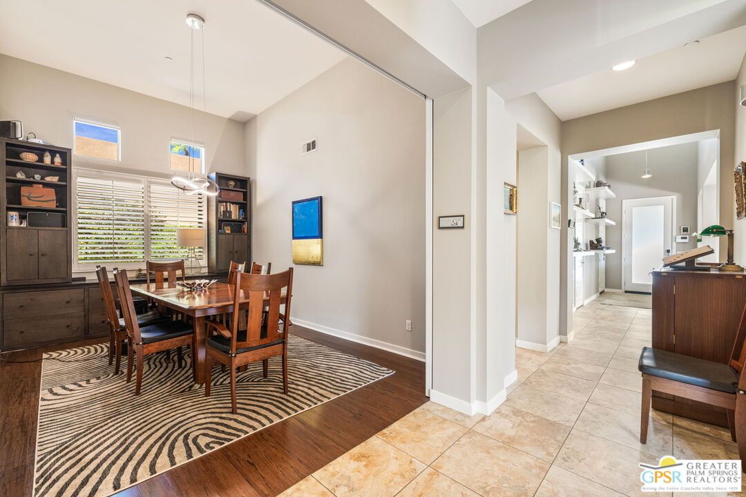 Dining room, Interior, Pendant Lights, Recessed Lighting, Wood Texture Flooring
