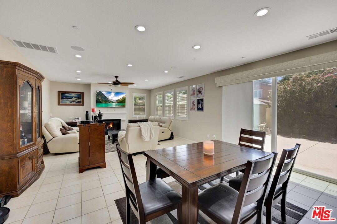 Dining room, Fireplace, Interior, Living room, Recessed Lighting