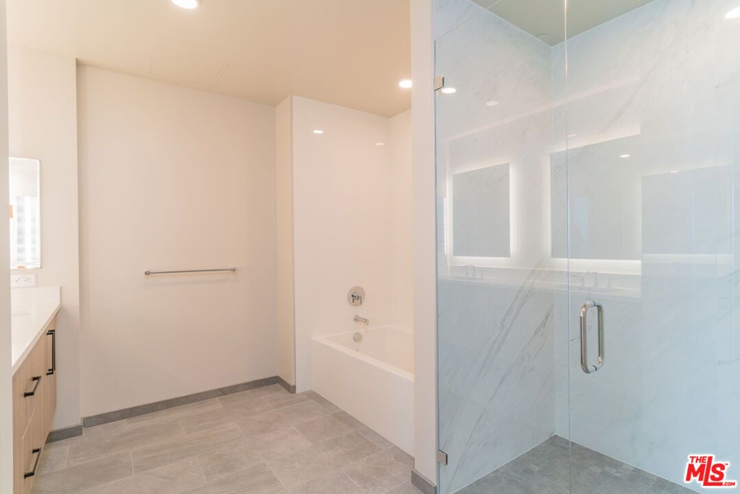 Bathroom, Glass Shower, Interior, Marble Walls, Recessed Lighting